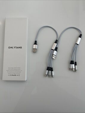 Silver 3-in-1 Braided Charging Cable - Multi-Connector